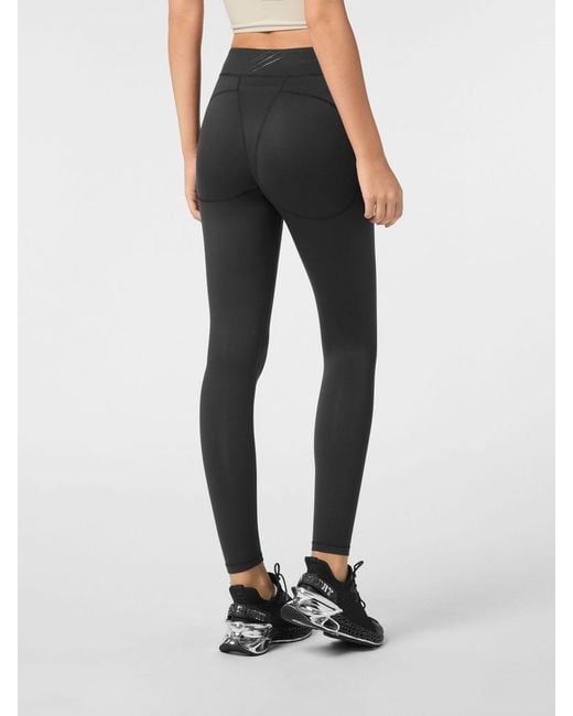 Philipp Plein Blue Technical Stretch Fabric Leggings
