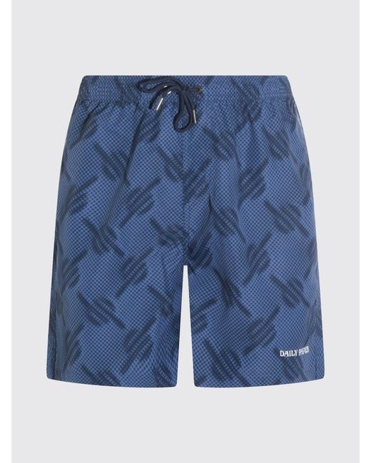 Daily Paper Blue Printed Polyester Swimsuit for men