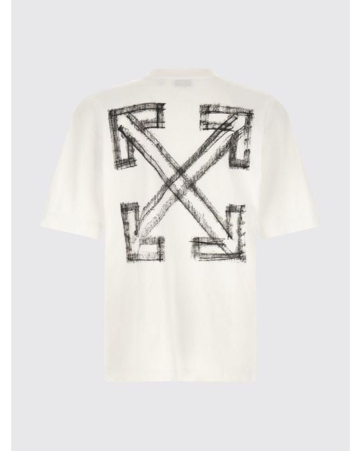 Off-White c/o Virgil Abloh White Cotton T-Shirt With Contrast Arrow Logo On The Back for men