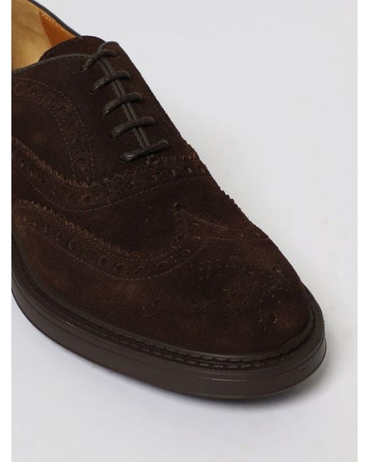 Doucal's White Suede Derby With Brogue Detail for men