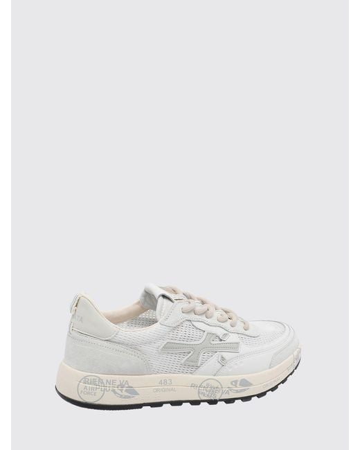 Premiata White Nous Perforated Suede Sneakers for men
