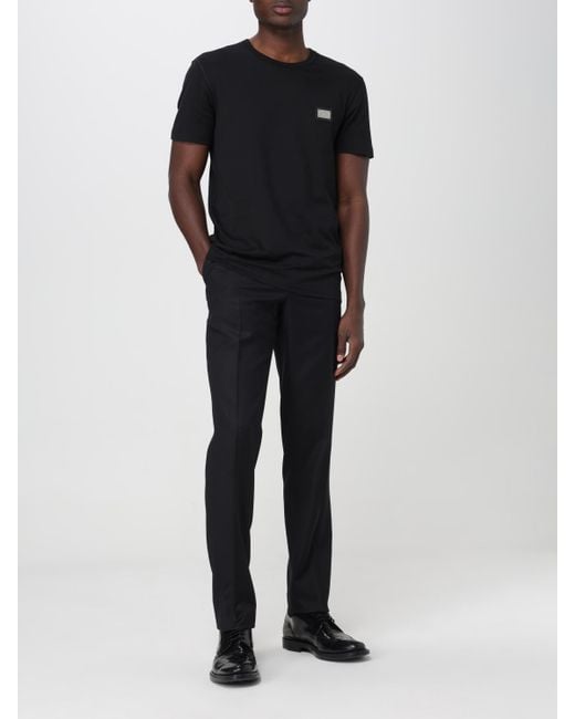 Dolce & Gabbana Black Dolce &Amp Gabbana Cotton T-Shirt With Logo Plaque for men
