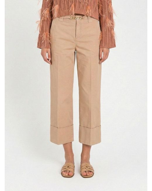 Twinset Natural Cropped Cotton Pants