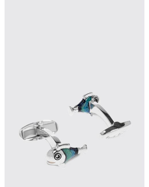 Paul Smith White Fish Enamelled Brass Cufflinks for men