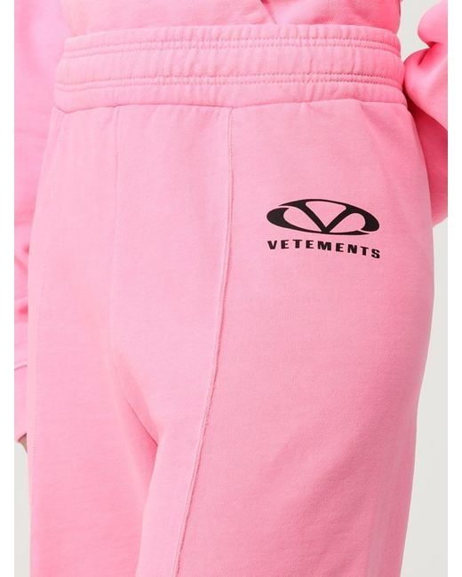 Vetements Pink Comfortable Knit Pants With Stirrup Detail