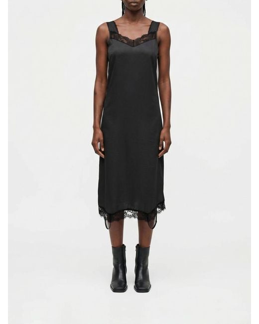 MM6 by Maison Margiela Black Cotton Blend Slip Dress