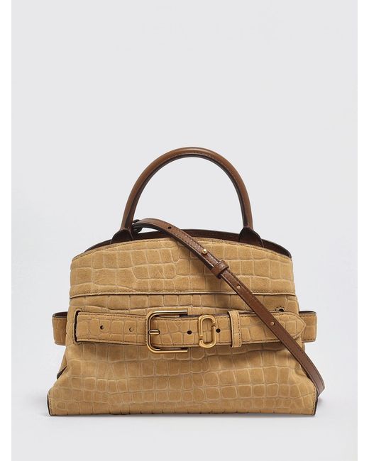 Marc Jacobs Brown The Satchel Crocodile Print Suede Bag