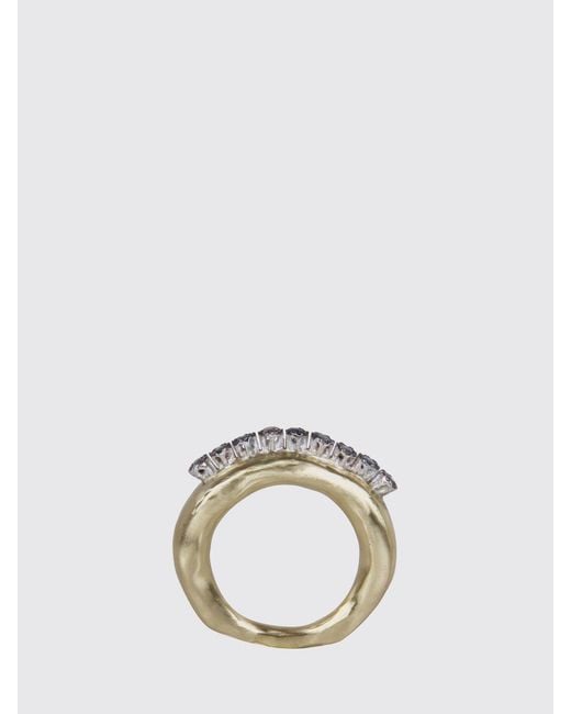 Rosa Maria Metallic Ring With Set Diamonds