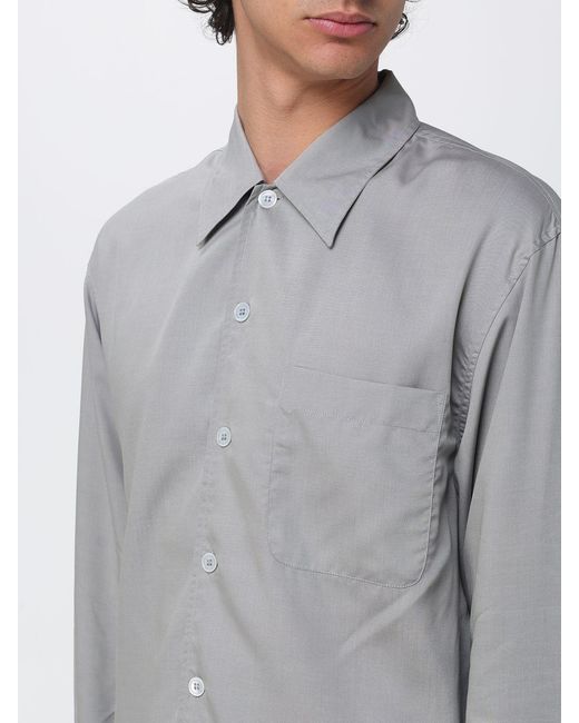 Our Legacy Gray Tencel Shirt With A French Collar And A Chest Patch Pocket for men
