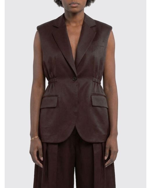 Tela Brown Linen Blend Vest