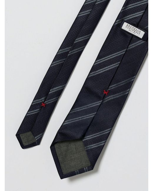 Brunello Cucinelli White Silk Tie 7.5 for men