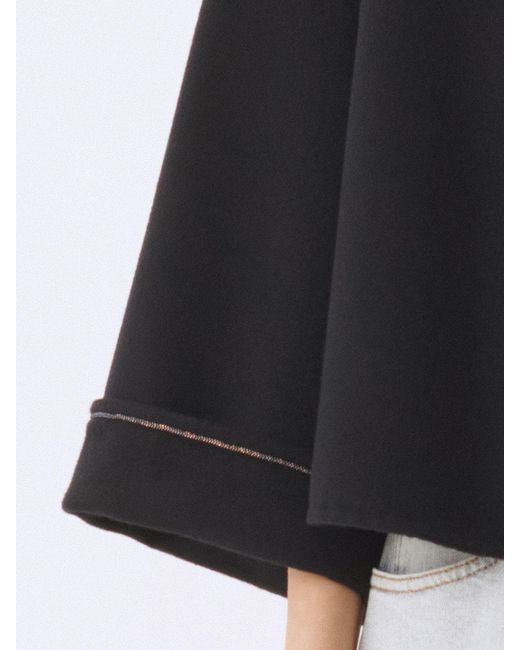 Fabiana Filippi Black Merino Wool Cape