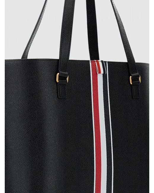 Thom Browne Black Vertical Tote Bag for men