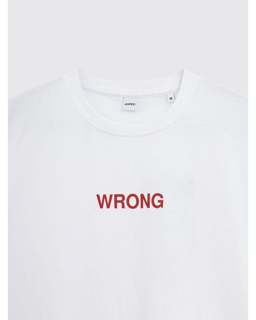 Aspesi White Cotton Crew Neck T-Shirt With Slogan for men