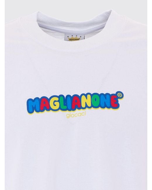 Magliano White Relaxed Fit Cotton Crew-Neck T-Shirt With Contrasting Logo for men