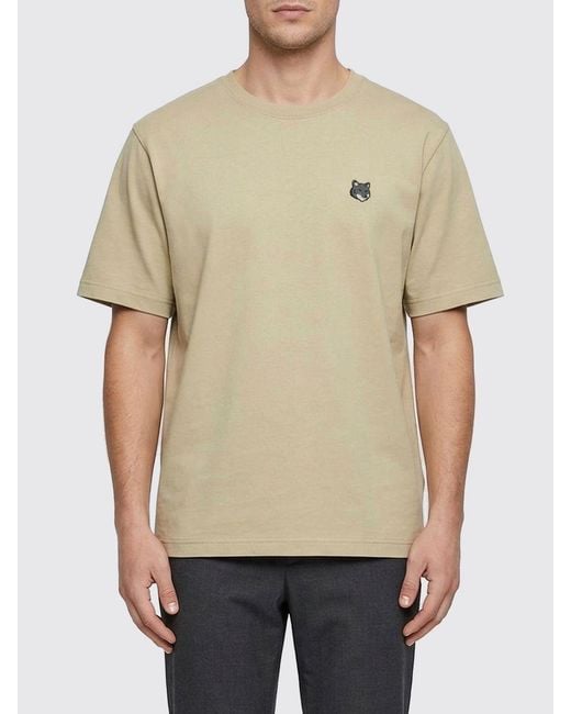 Maison Kitsuné Natural Maison KitsunÉ Organic Cotton T-Shirt With Logo for men