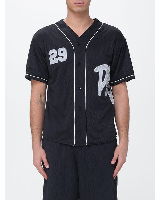 DISCLAIMER Black Mesh Shirt With Logo for men