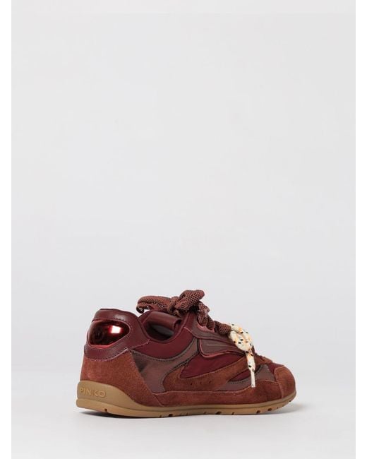 Pinko Red Yulia Leather And Nylon Sneakers
