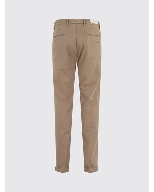 Briglia 1949 Natural Slim Fit Pleated Cotton Tailored Trousers for men