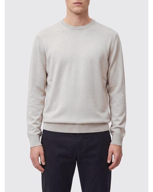 Altea Gray Cotton And Cashmere Crew-Neck Jumper With Ribbed Trims for men