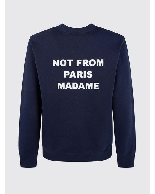 Drole de Monsieur Blue Crewneck Cotton Sweatshirt With Slogan Print for men