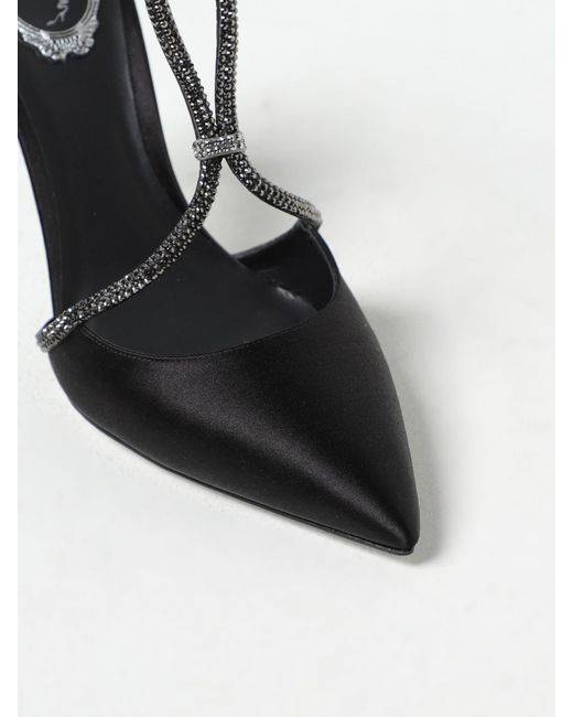 Rene Caovilla Black René Caovilla Clippy Pumps In Satin With Rhinestones