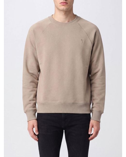 AMI Natural Crewneck Cotton Sweatshirt With Dropped Shoulders for men