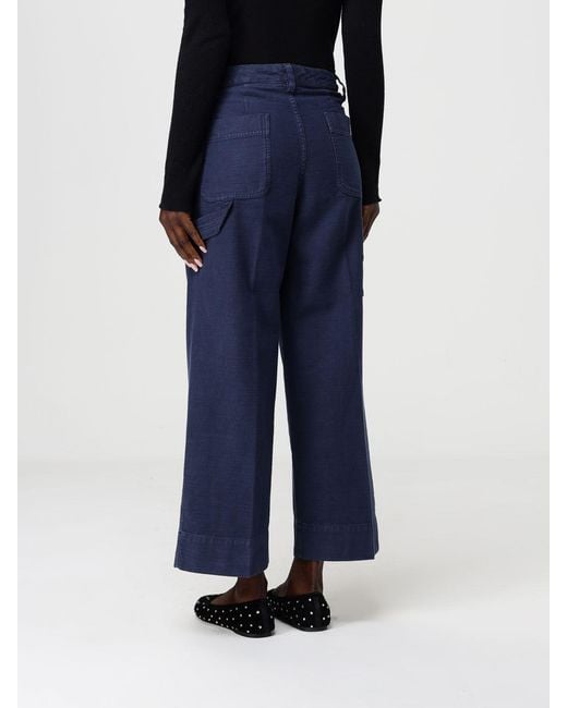 Mason's Blue Cotton Wide Leg Trousers