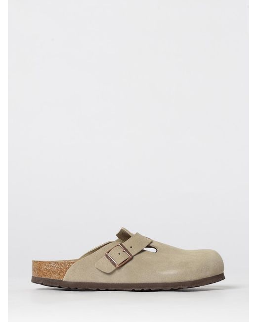 Birkenstock White Suede Boston Mules for men