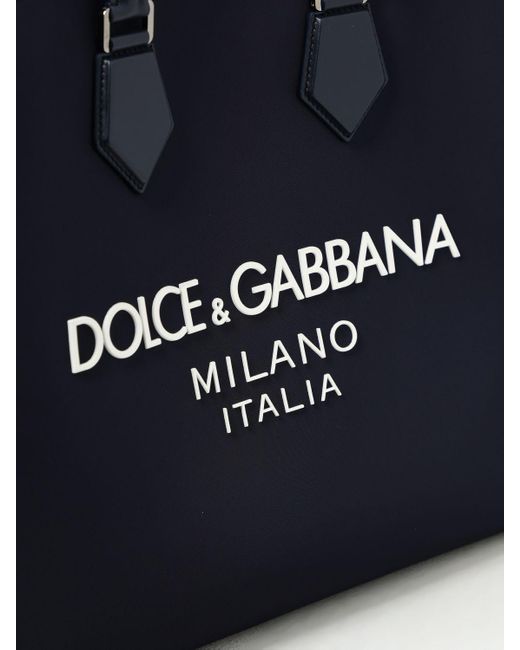 Borsa in nylon e pelle con logo di Dolce & Gabbana in Blue