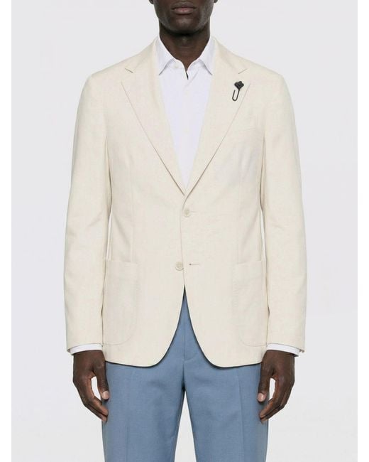 Lardini Natural Single-Breasted Cotton And Silk Blazer for men