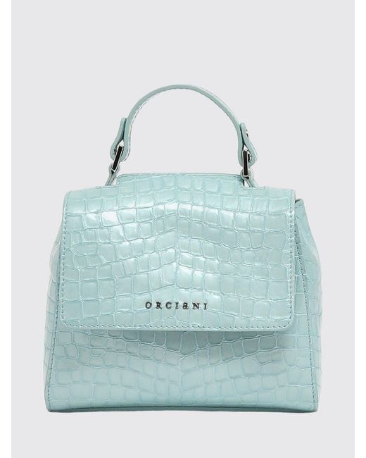 Orciani Blue Crocodile Print Leather Sveva Bag