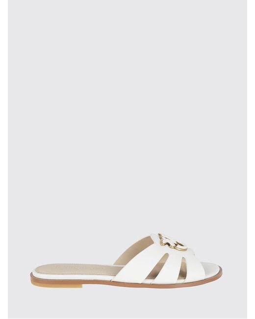 Pinko White Milly 04 Leather Mules