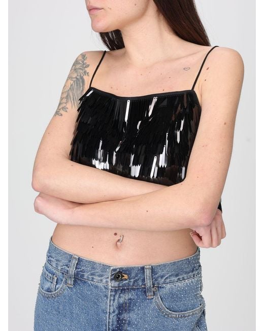 Self-Portrait Blue Cropped Top With Sequins