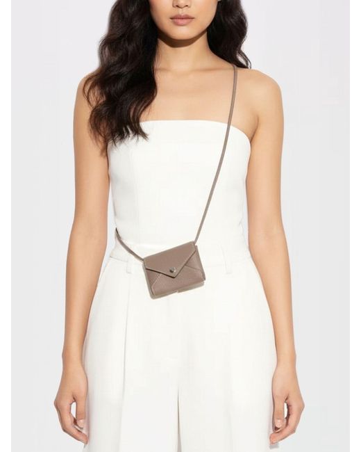 Portacarte Di Credito Con Tracolla Lanyard di Tory Burch in White