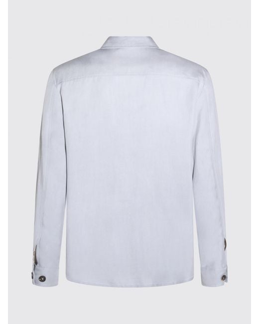 Eleventy Gray Linen Blend Shirt Jacket for men