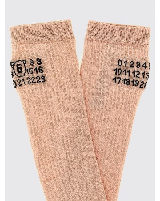 MM6 by Maison Margiela White Stretch Ribbed Cotton Socks