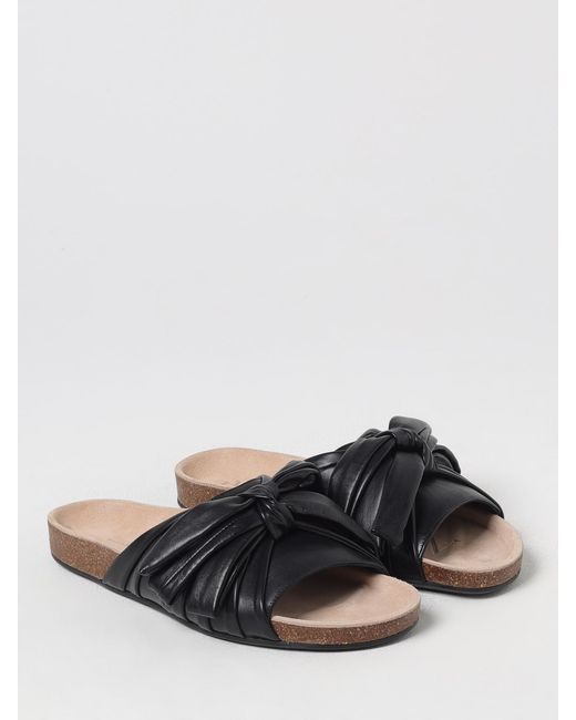 J.W. Anderson Black Bow Slide Sandals Leather Casual
