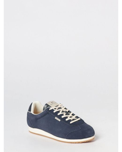 Paul Smith Blue Suede Leather Low Top Sneakers With Applied Logo for men