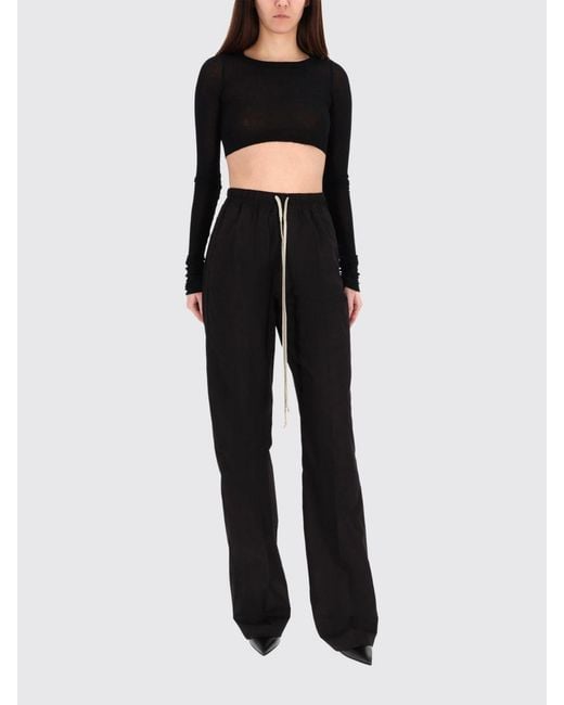 Rick Owens Black Cropped Viscose T-Shirts
