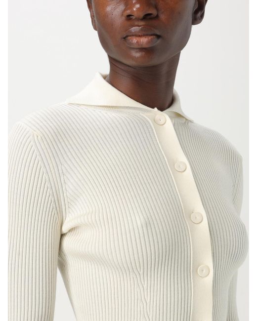 Jil Sander White Cropped Ribbed Knit Cardigan