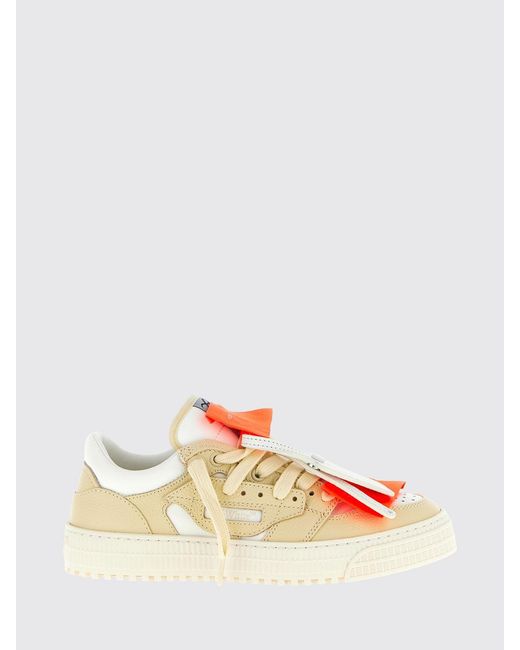 Off-White c/o Virgil Abloh Natural 3.0 Court Low Grained Leather And Canvas Sneakers