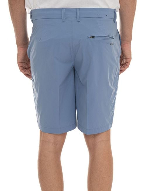 Boss Blue Mid-Rise Jersey Chino Shorts With Slash Pockets for men