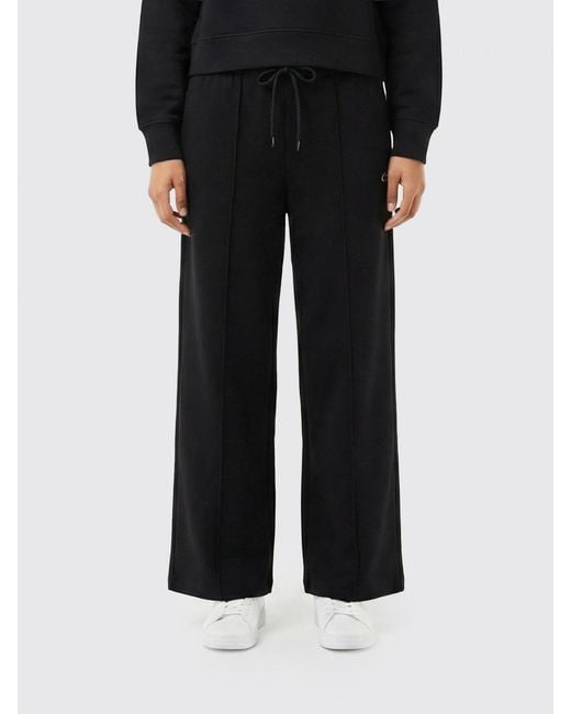 Lacoste Black Cotton Blend Wide Leg Pants