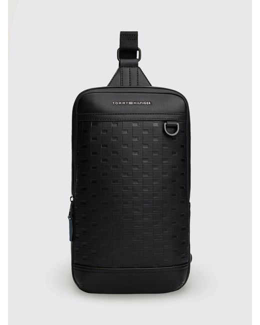 Tommy Hilfiger Black Faux Leather Bag for men