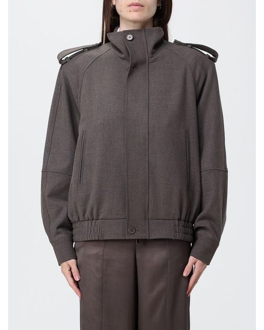 Frankie Shop Gray Viscose Blend Bomber Jacket