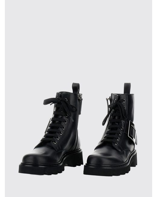 Roger Vivier Black Flat Ankle Boots