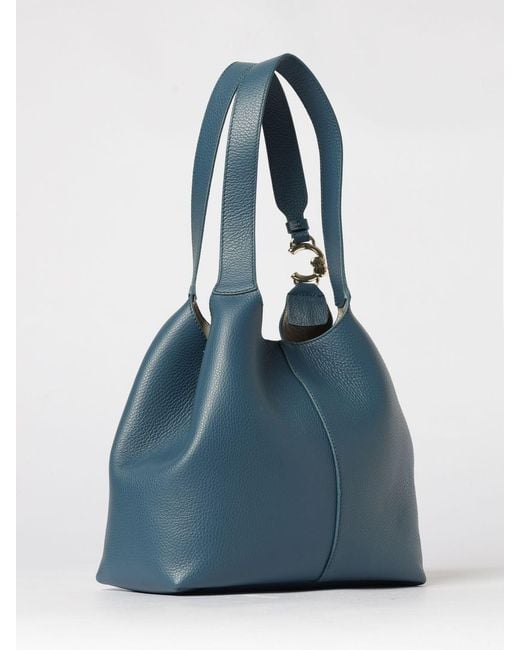 Coccinelle Blue C-Me Easy Hammered Leather Bag