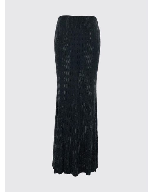 VENUJA Black Long Draped Sarong-Style Skirt With Crystal Embellishments