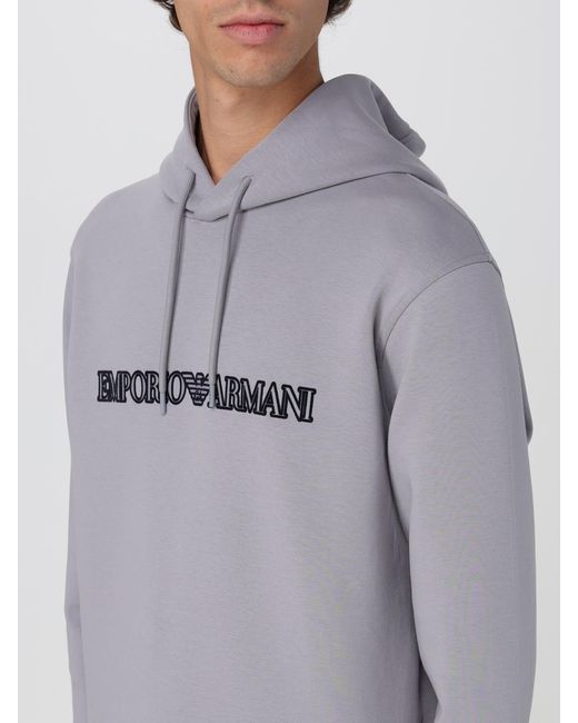 Emporio Armani Gray Logo Hoodie for men